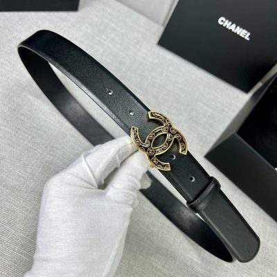 Chanel leather belt features a distinctive silvertone buckle — 6