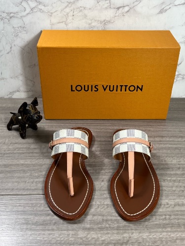 Louis Vuitton Damier Azur Palma flat thong sandals — 3