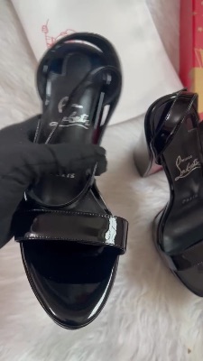 Christian Louboutin Miss Sabina 85 black patent leather sandals — 5