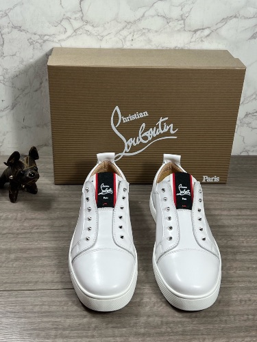Christian Louboutin F.A.V Fique A Vontade white leather slip-on sneakers — 3