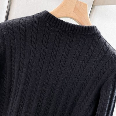 Prada black cable-knit crewneck sweater — 4
