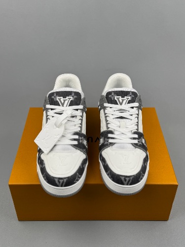 Louis Vuitton LV Trainer sneakers in a white and black monogram denim colorway — 3