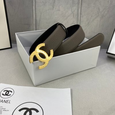 Chanel belt features a silver-tone CC logo buckle engraved with a repeating Chanel logo pattern — 6