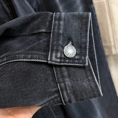 Gucci dark gray stone-washed cotton denim jacket and matching wide-leg jeans — 8