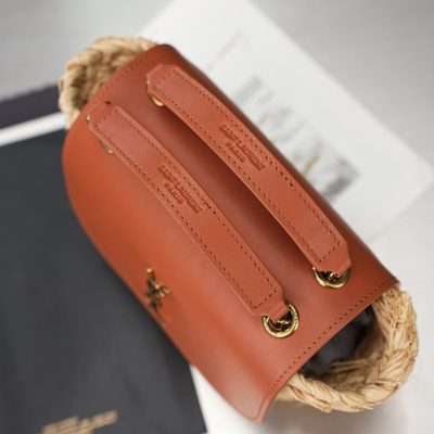 Saint Laurent Manon Mini Raffia and Leather Shoulder Bag — 7