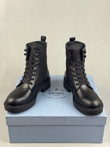 Prada black brushed leather and Re-Nylon ankle boots — 4