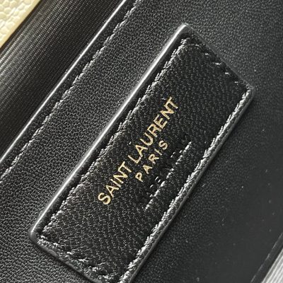 Saint Laurent grey grain de poudre textured leather envelope chain bag — 9