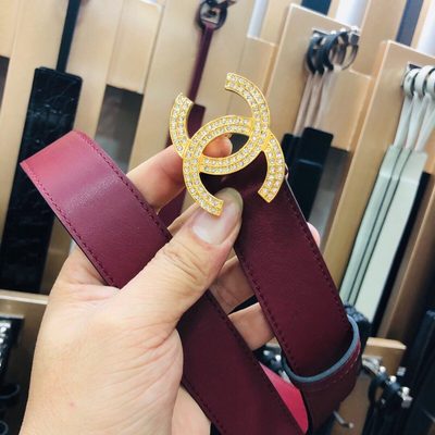 Chanel belt features a distinctive double-C buckle — 3