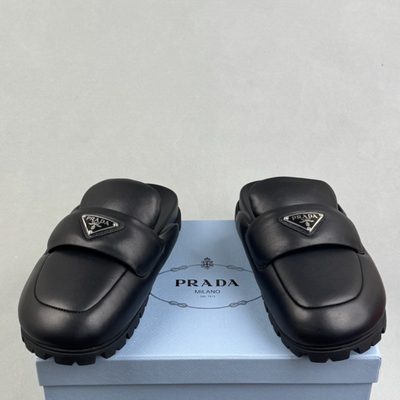 Prada Soft Padded 20mm Sabots in Black Nappa — 4