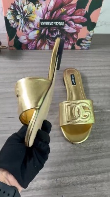 Dolce & Gabbana gold leather slides — 5