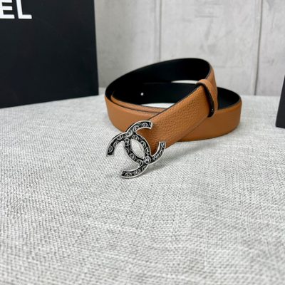 Chanel belt features a silver CC buckle — 5