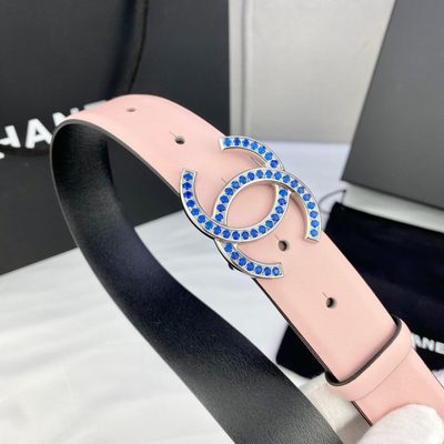 Chanel leather belt featuring a gold CC logo buckle — 8