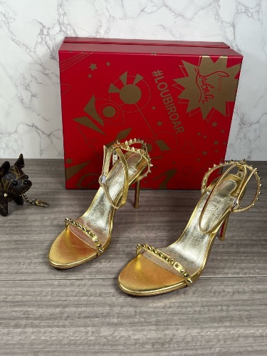 Christian Louboutin So Me 100 mm spiked gold metallic leather sandals — 3