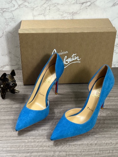 Christian Louboutin Iriza 100 blue suede d'Orsay pumps — 3