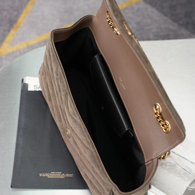Saint Laurent Loulou Matelassé Suede Shoulder Bag — 12
