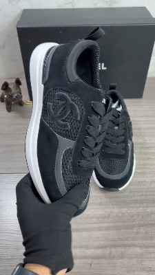 Chanel black mesh and suede trainers — 5