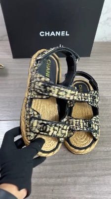 Chanel Tweed Dad Sandals — 5