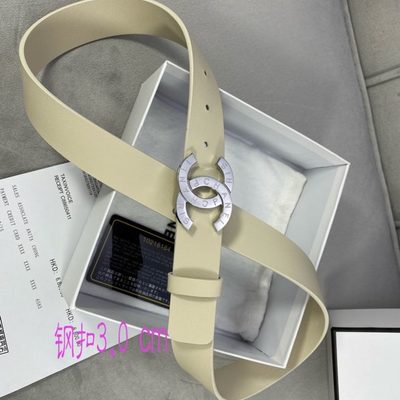 Chanel belt featuring a polished gold-tone "CC" logo buckle — 5