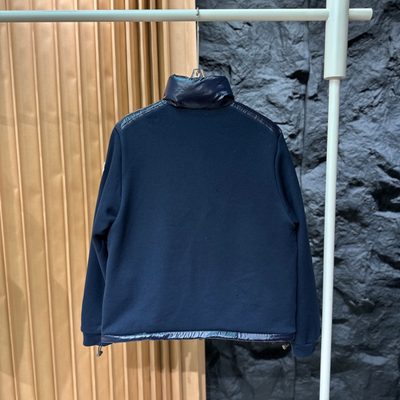 Moncler White Cotton Zip-Up Sweatshirt with Nylon Front — 8