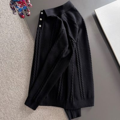 Burberry long-sleeve cable-knit polo sweater — 7
