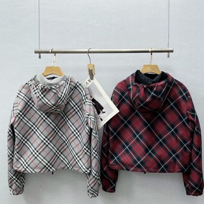 Burberry Cropped Reversible Check Hooded Jacket — 4