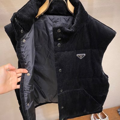 Prada Down-Filled Cotton Corduroy Vest — 10