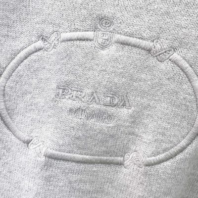 Prada light gray crew-neck knit sweater — 7