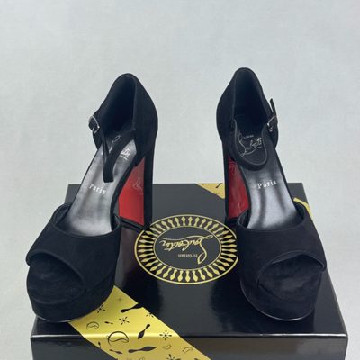 Christian Louboutin Sandaloo 130mm black suede platform sandals — 4