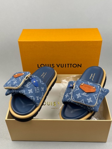 Louis Vuitton Pool Pillow mules in Monogram denim