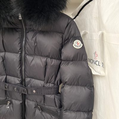 Moncler Boedic hooded shearling-trimmed long down jacket — 3