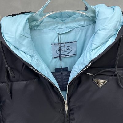 Prada Re-Nylon Gabardine Hooded Down Jacket — 5