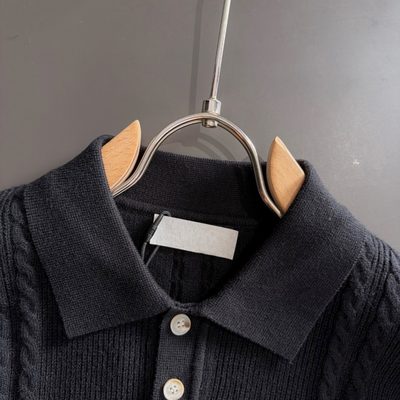 Burberry long-sleeved cable-knit polo sweater — 5