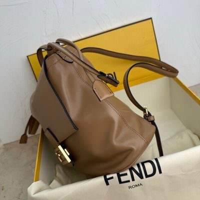 Fendi Brown FF Jacquard Fabric Backpack (T) — 3