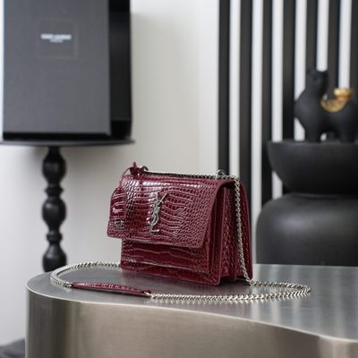 Saint Laurent Sunset Medium in Crocodile-Embossed Leather — 3