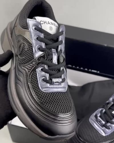 Chanel Fabric & Laminated Calfskin Stretch CC Sneakers — 5