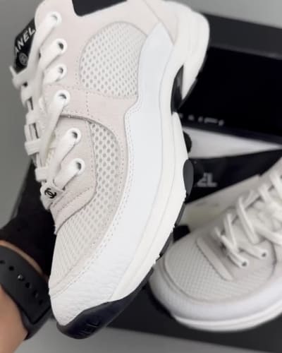 Chanel Low Top Trainer sneakers in white and black — 5
