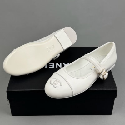 Chanel white lambskin Mary Jane flats from the Spring-Summer 2026 Pre-collection