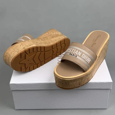 Christian Dior Dway Platform Slide in beige