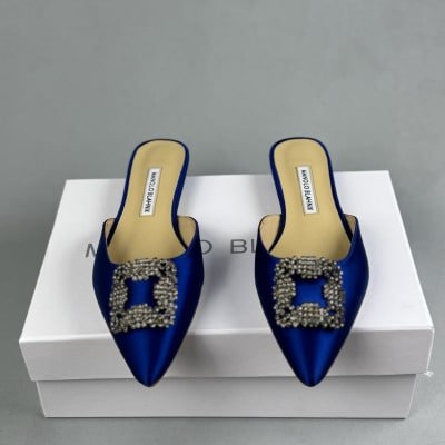 Manolo Blahnik Hangisi crystal-embellished satin slippers — 3