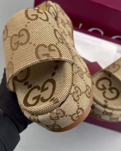 Gucci Angelina Logo-jacquard platform slides — 5