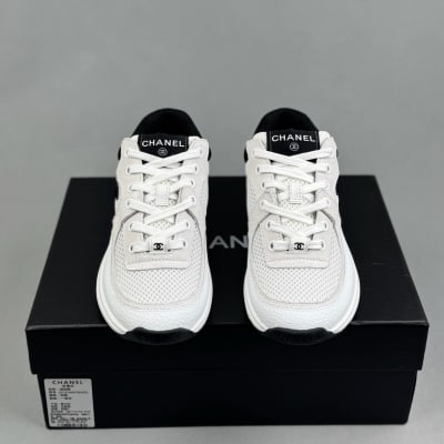 Chanel Low Top Trainer sneakers in white and black — 3
