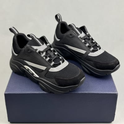 Dior B22 Black Silver technical mesh and calfskin sneakers — 3