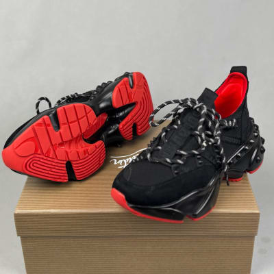 Christian Louboutin Trailnrun running sneakers in black suede, leather, and fabric