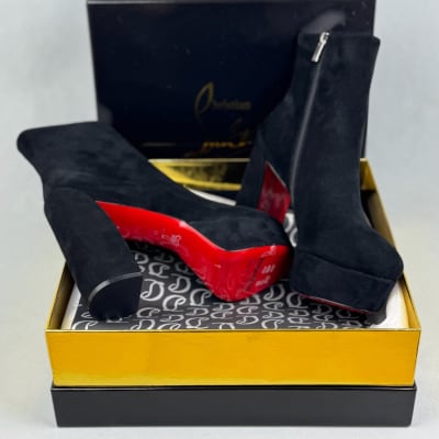 Christian Louboutin Loo 130mm black suede platform ankle boots