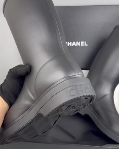 Chanel black rubber rain boots — 5