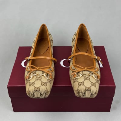 Gucci Women's GG canvas ballet flats with a metal Horsebit detail — 3