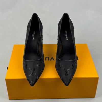 Louis Vuitton Gala Pumps in black mesh with rhinestone Monogram patterns — 3