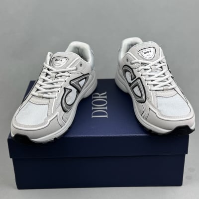 Dior B30 sneakers in white mesh and technical fabric with reflective signature details — 4