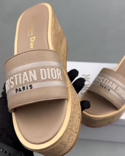 Christian Dior Dway Platform Slide in beige — 5