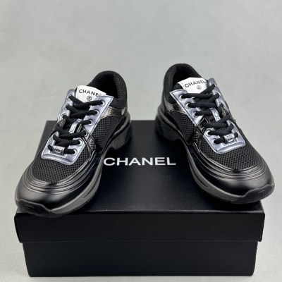 Chanel Fabric & Laminated Calfskin Stretch CC Sneakers — 4